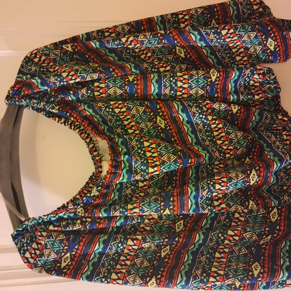 Multicolor Geometric Print Women's Top